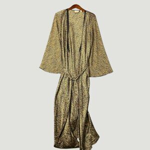 Inner Most Sears Vintage Flowy Bell Sleeve Silky Leopard Robe Sz. XL